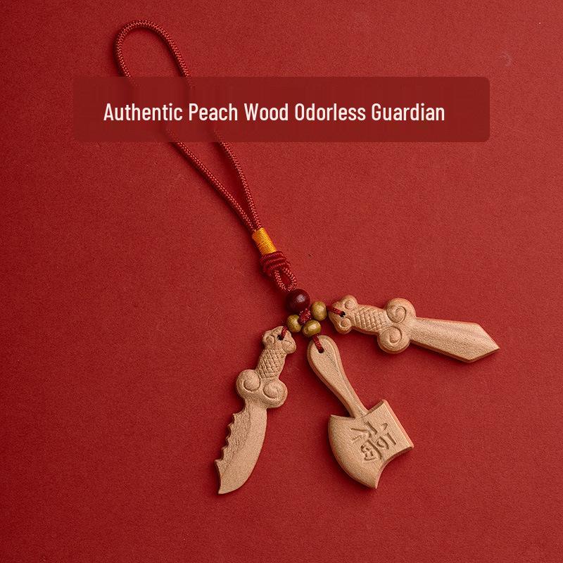Natural Peach Wood Calming Pendant: Portable Safety Charm for Babies and Infants