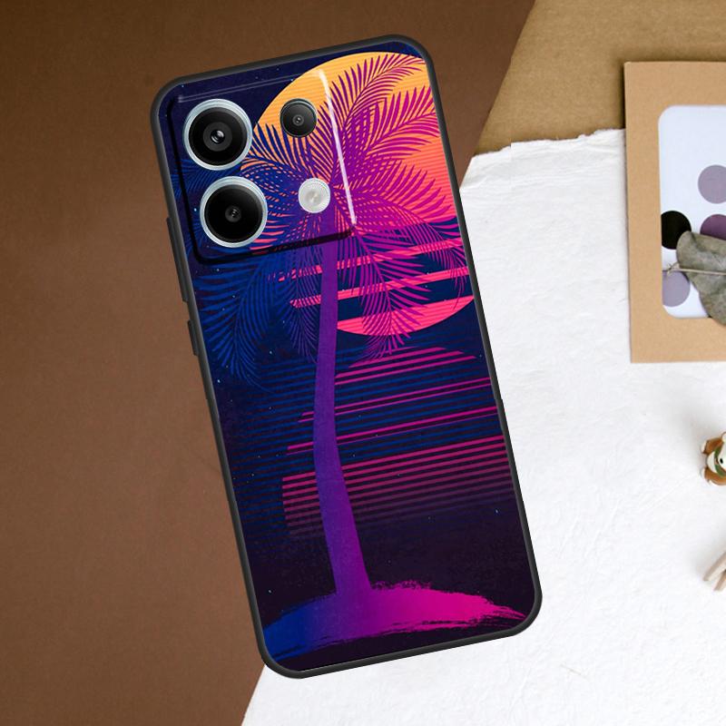80s Retrowave Neon Palms Tree Case For Xiaomi Redmi Note 13 Pro Plus Note 12 11 9 10 11S 10S 12S Redmi 13C 10C 12C Cover