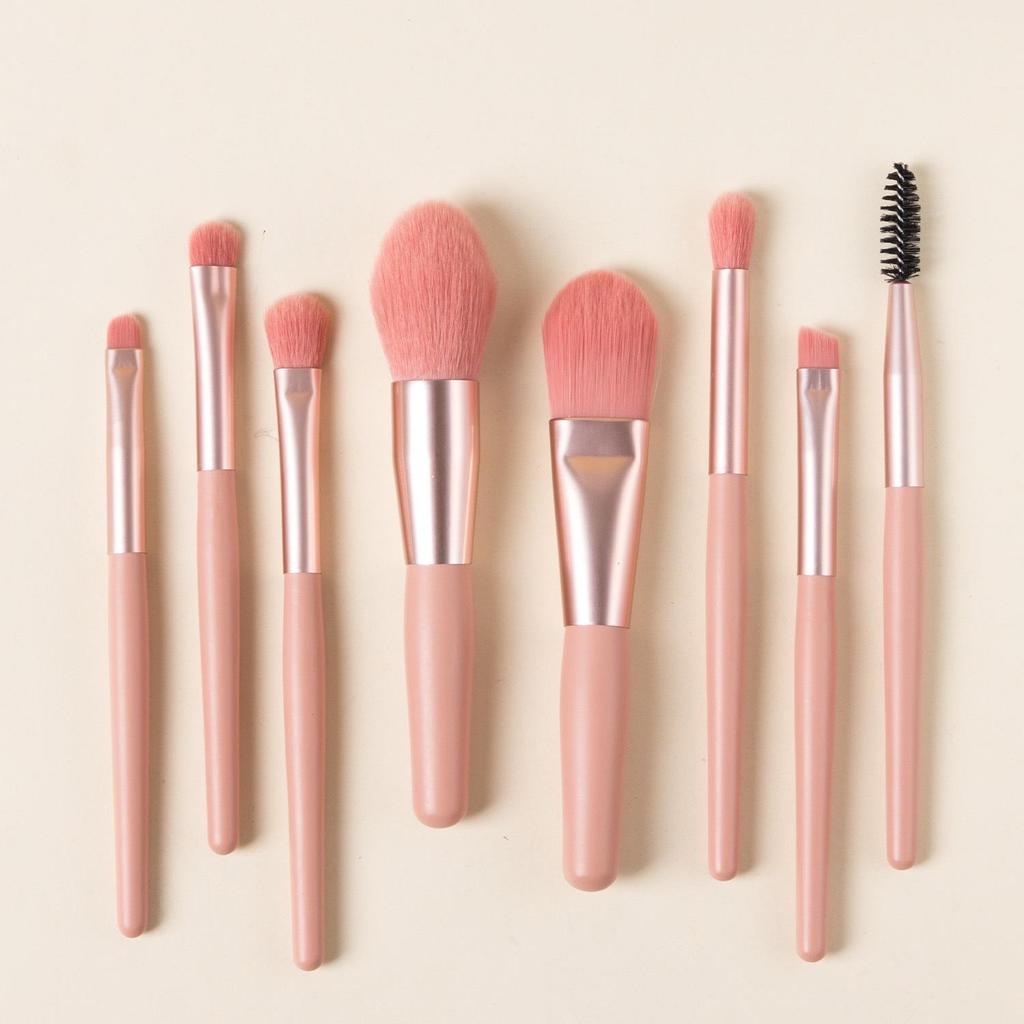 Spot 8 Mini Morandi Portable Makeup Brush Set - Soft Bristles, Includes Eyeshadow Brush