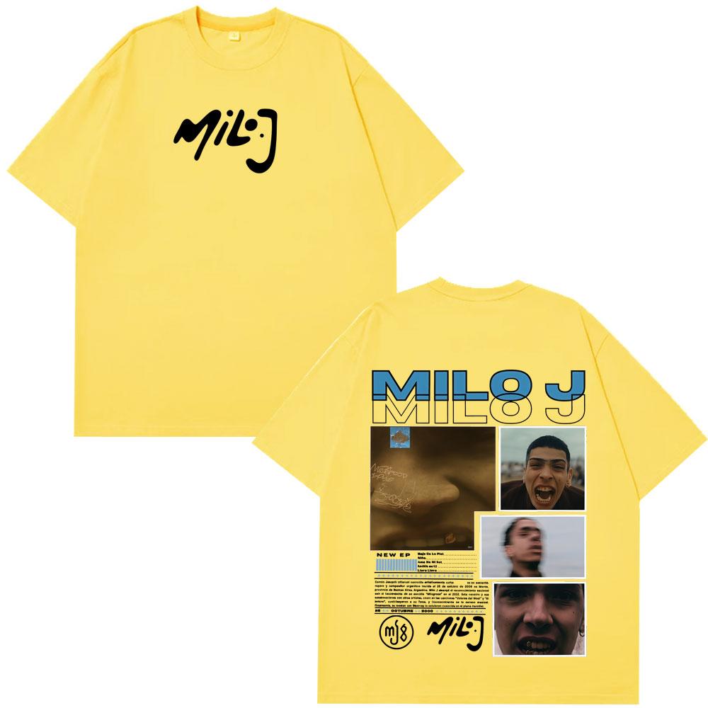 Rapper Milo J La Vida Era Mas Corta Album Graphic T Shirts Mens Women Hip Hop Tshirt Cotton Short Slevee Vintage Tshirts Tops