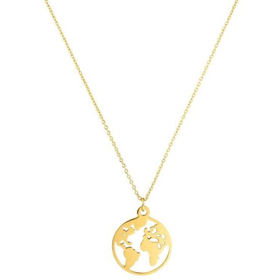 

Полое круглое ожерелье с подвеской в ​​виде карты мира, женские ювелирные изделия, подарок на день рождения золотистый