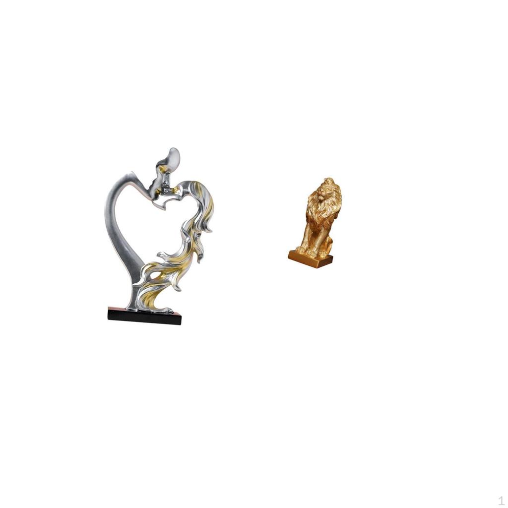 Romantic Lion Couple Figurine Statue Collectible Desktop Tabletop Ornament for Bedroom Wedding