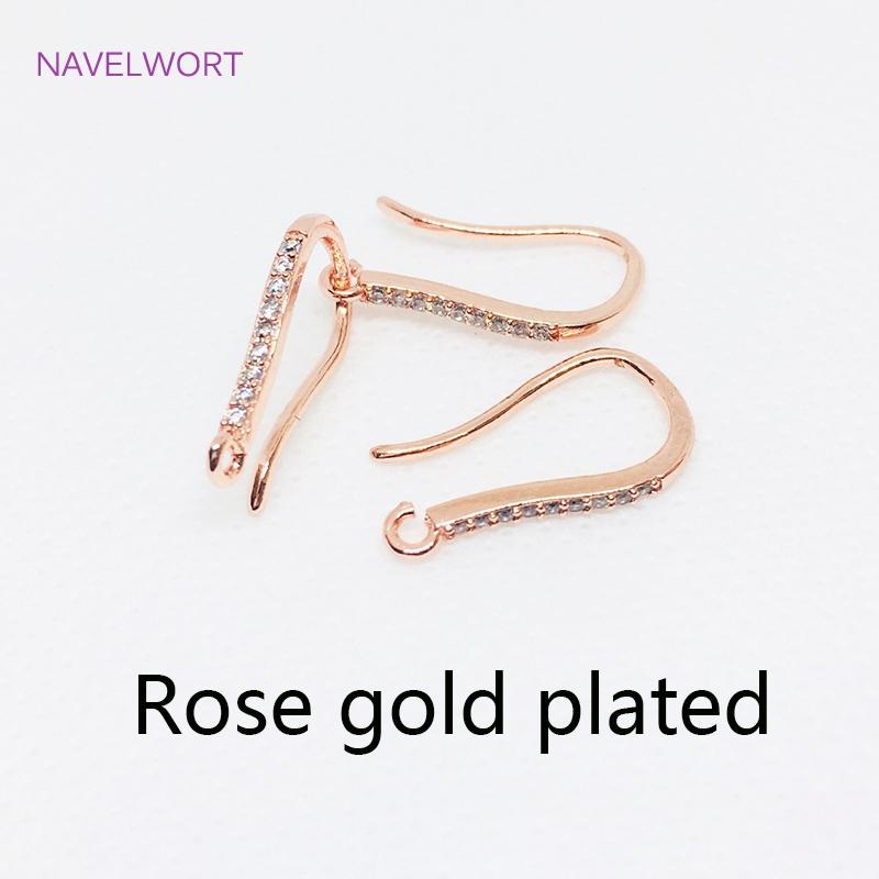 Multi Sizes 14K Gold Plated U Shape Earring Hooks Fittings Inlaid Zircon Ear Wire Hooks For DIY Jewelry Making Accessories Craft