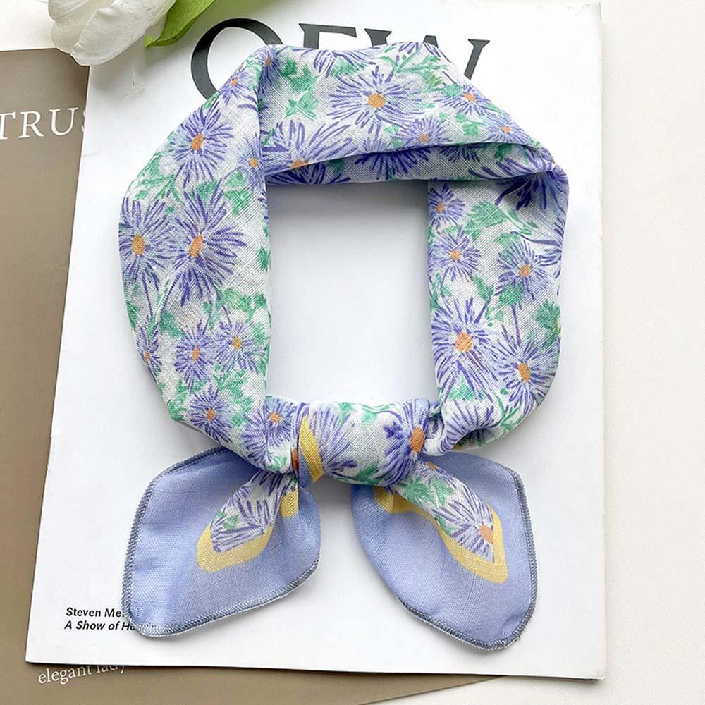 Breathable Flower Printed Headscarf Sweat-absorption Square Hijab Scarf  Neck Decoration
