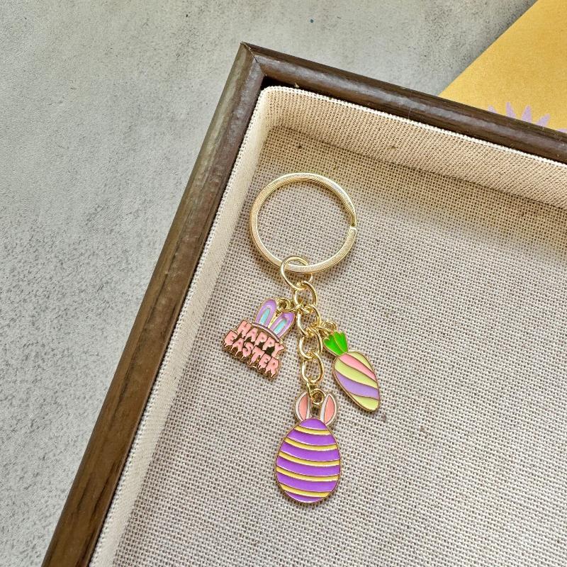 

Enamel Easter Eggs Keychain Cartoon Animal Key Ring Pendants For Women Girls Handbag Decor Jewelry Gift