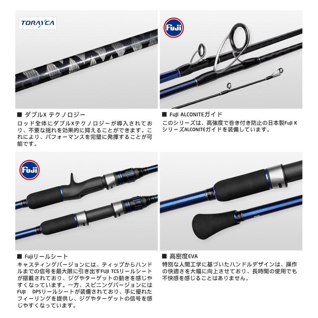 Noeby VOYAGER Slow Jigging Rod, Spinning & Casting, Bass Rod, 1.83m/1.96m, 30-260g/100-350g (602M-Casting)