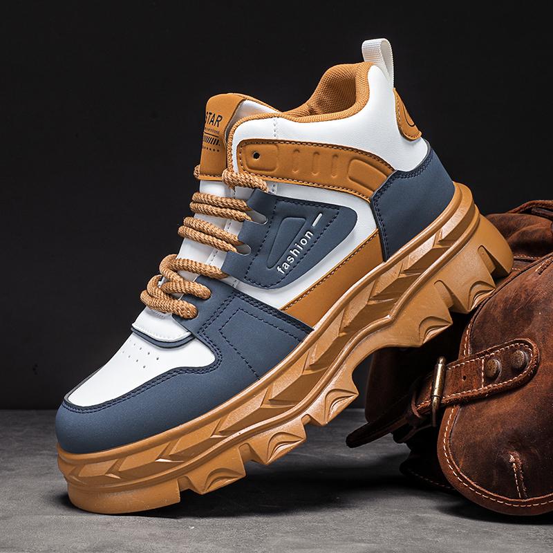 

Трендовая мужская обувь осеннего стиля, британская мода, ретро, контрастная, повседневная, износостойкая, мужская, новая, на толстой подошве, рабочая обувь 2024 39