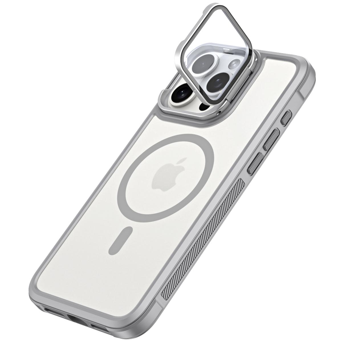 

For iPhone 15 Pro Compatible with MagSafe Lens Cover Kickstand Matte Back Cover A