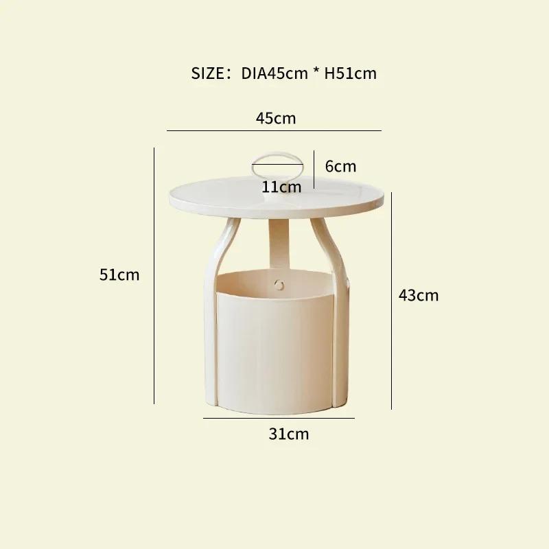 Nordic Circular Side Table-Multifunctional & Detachable Plastic Craftsmanship with Storage,Ideal for Small Spaces in Living Room