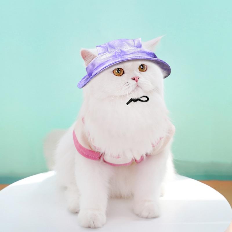 Ombrellino Estivo e Protezione Solare per Cani e Gatti Cappello Anti-perdita per Gatti Fibbia con Cordino Regolabile Cappello da Pescatore Cane Animale Domestico