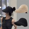 1pc Breathable Women's Sun Hat With Wide Brim, UV Protection, Open-Top Peaked Visor For Ponytails