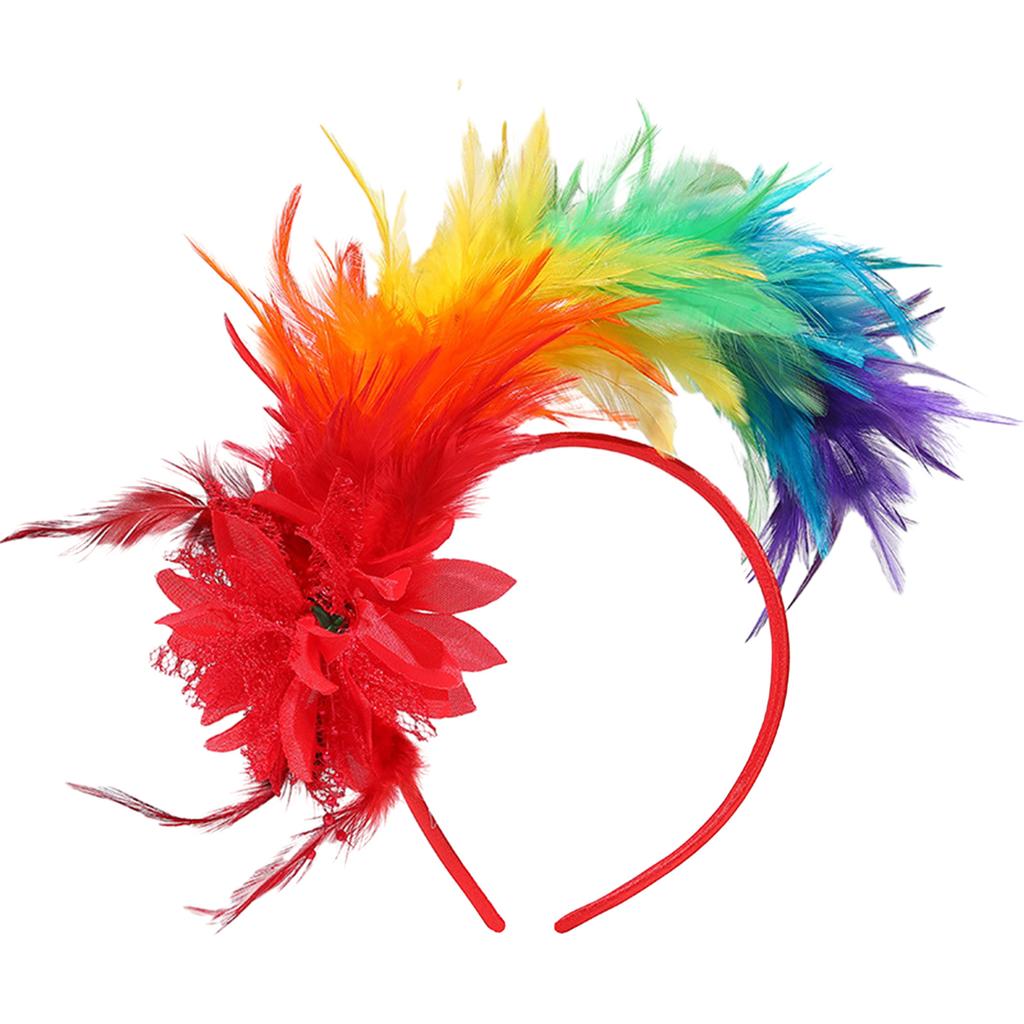Colorful Feather Headband for Masquerades TeaParty Costume Accessories Fascinator Hairband 1920s Party Headpieces