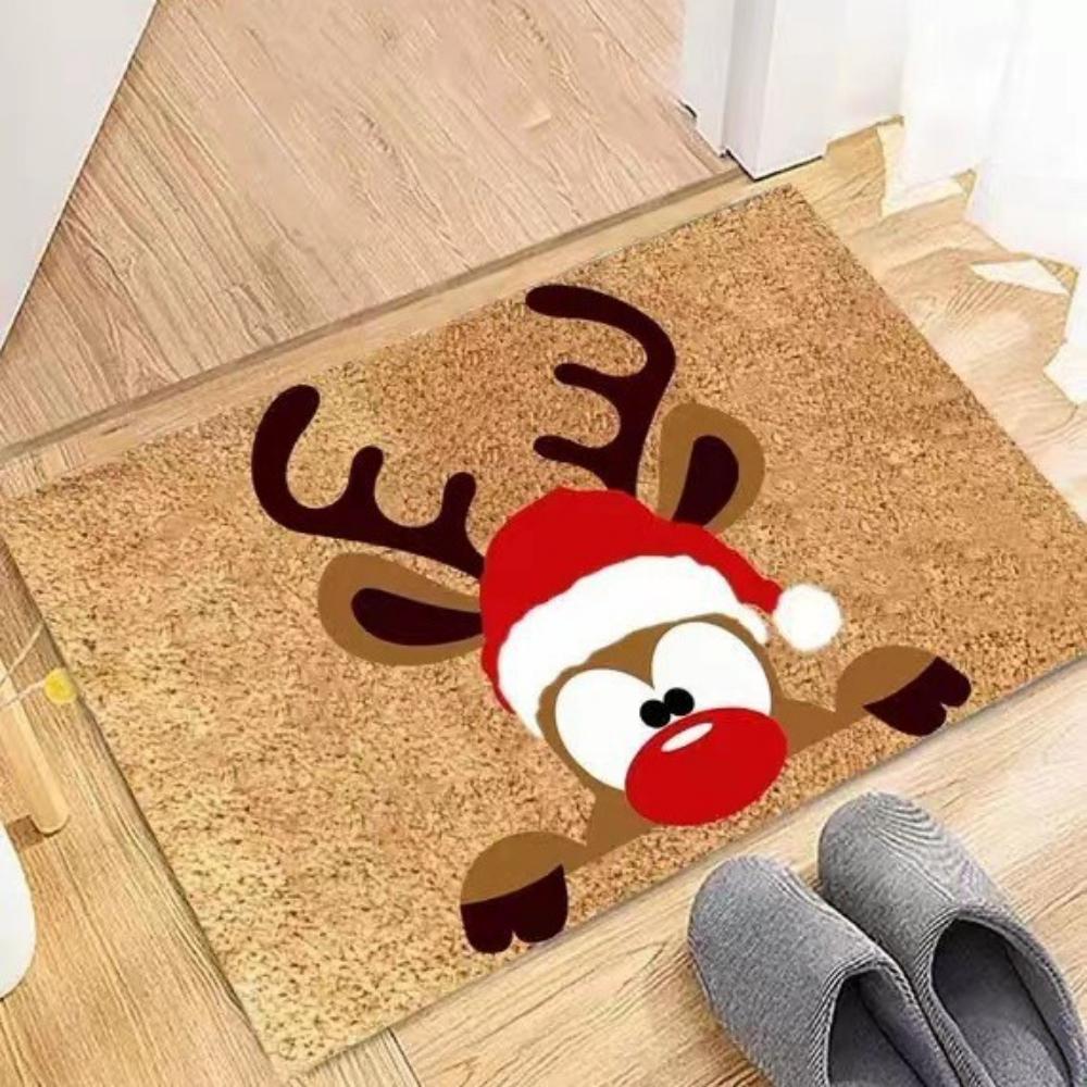 Festive Snowman Reindeer Christmas Doormat Non Slip Entryway Rug for Living Room Bedroom Indoor Outdoor Holiday Floor Mat Decor