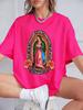 Our Lady Of Guadalupe Prints Short Sleeve T-Shirts Women Polyester Summer Tee Shirts Comfortable Soft O-Neck Tops Sporty Clothes
