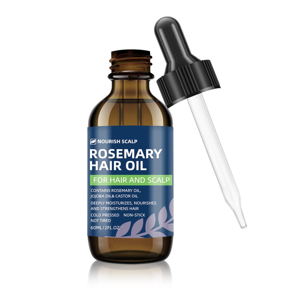 Rosemary and Peppermint Hair Care Oil Strengthening Scalp Treatment for Thicker Hair and Anti Breakage 60ML Glass Dropper for Damaged Hair