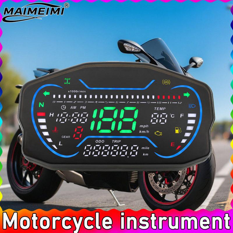 Motorcycle Dashboard Speedometer Universal GPS Speed Meter RPM Meter Green LED Digital Odometer Electric Gauge