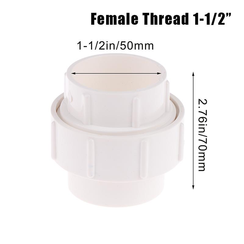 1Pc 1/2" 3/4" 1" &1 1/4"&1 1/2"Double Female Thread PVC Garden Watering Irrigation Fitting Connector Fish Tank Detachable Joint