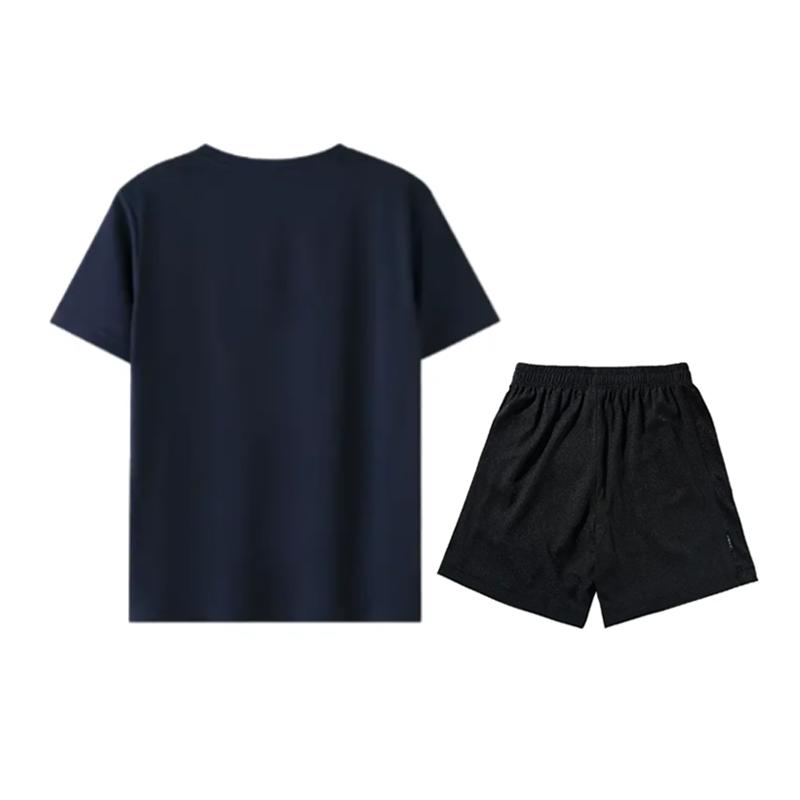 Li-Ning Summer Mens Short Sleeve Comfortable Breathable Skin-Friendly Sweat-Wicking Simple Fashion Versatile Casual Sports Suit ATSW821-3+YATV113-1