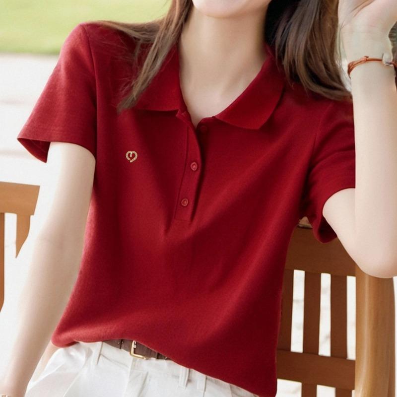 Short-sleeved Polo Collar Shirt Women's Summer Loose Top Casual Shirt