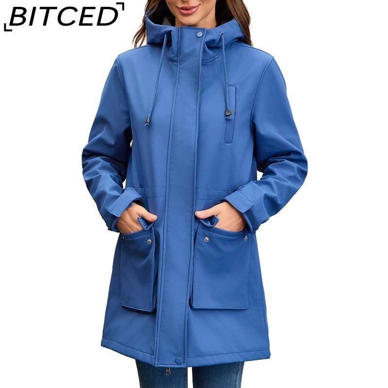 BITCED Autumn/Winter Jacket Women's Waterproof Hooded Raincoat Trench Coat
