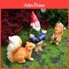 Harz Garten Miniatur Figuren Set mit Zwerg und Eichhörnchen Dekoration für Zuhause und Büro