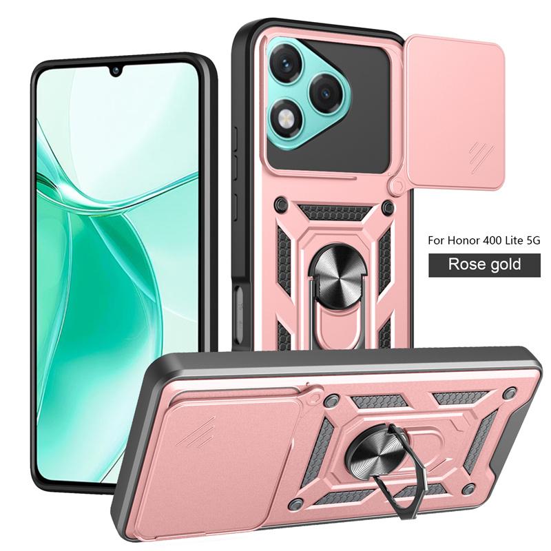 For Honor400Lite 5G Case Slide Camera Lens Armor Cover for Honor 400 Lite Honer 400Lite Light 5G Car Magnetic Ring Holder Coque