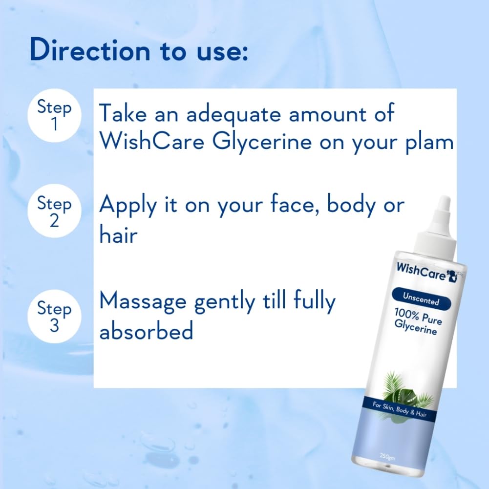 WishCare Unscented Glycerine Gel 250g Pure Vegan Moisturizer For Dry Skin Hydration Smooth Radiant Skin Care For Men And Women