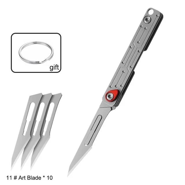NEW NO11 Replaceable Blades Scalpel Folding Knife Quick Open Bottle Opener Keychain EDC Folding Knife 10 Blade Free Useful Tool