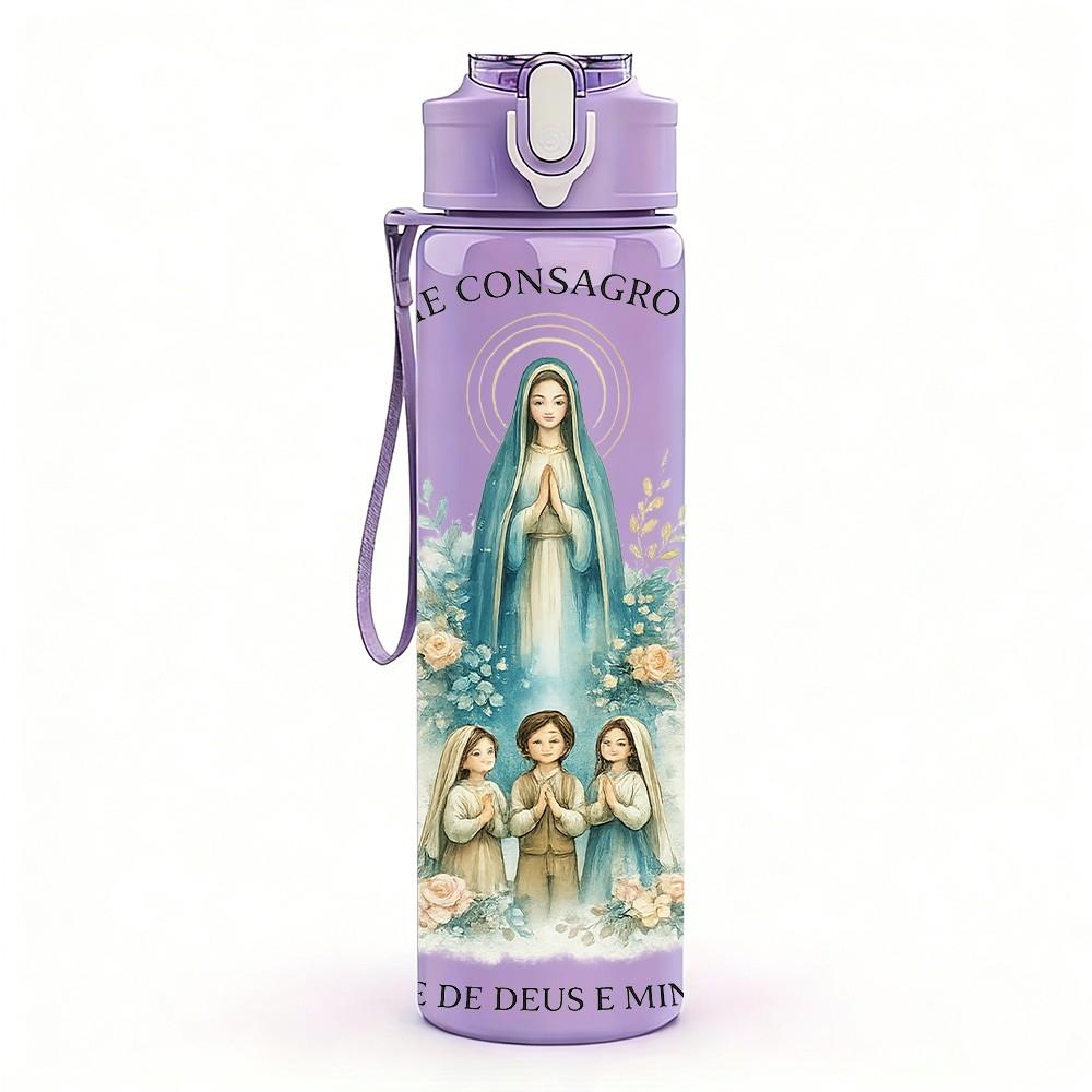 1PC Virgin Mary Religious Portrait 750ml Color Plastic Sports Water Bottle Leakproof Flip Straw Lid Suitable for Sports Office Home Use