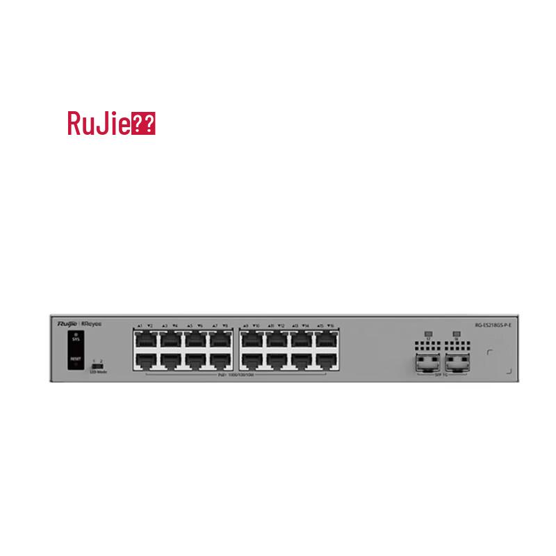 

Ruijie RG-ES218GS-P-E 16-Port Gigabit Managed PoE+ Switch with Fiber Uplinks