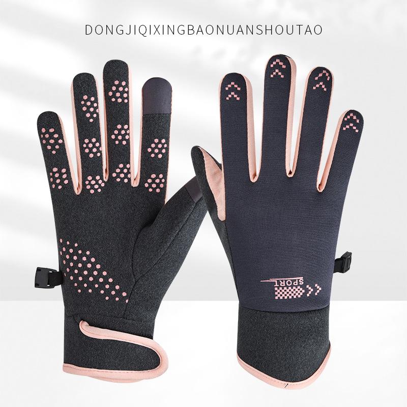 Men and Women Same Style Plush Warm Gloves for Winter Cold and Windproof Outdoor Sports Anti Slip Touch Screen Riding Gloves