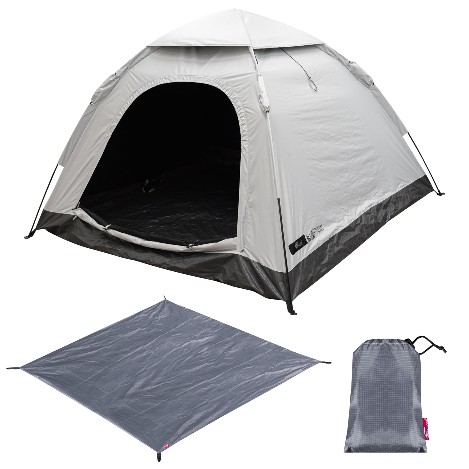 

Палатка FIELDOOR One Touch Tent 200 с комплектом напольных покрытий с сумкой для хранения на 3 человека, 4 человека, полностью затемняющая, с полиуретановым покрытием, квадратная, легкая теплоизоляция, УФ-излучение