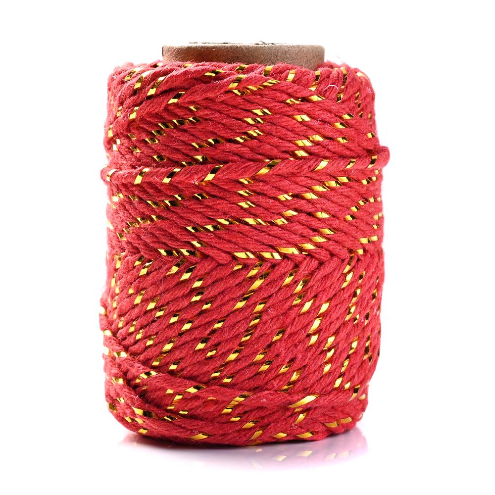 

2мм*20М Мотузка з бавовняної нитки своїми руками Золотиста шовкова плетена бавовняна мотузка для ярликів для креативної багатожильної упаковки для подарункової вечірки 2mmX20M