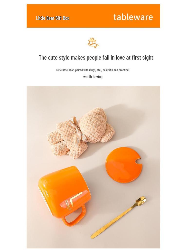 Keramiktassen- und Löffelset mit Deckel und Handtuch - Personalisierbare Geschenkbox