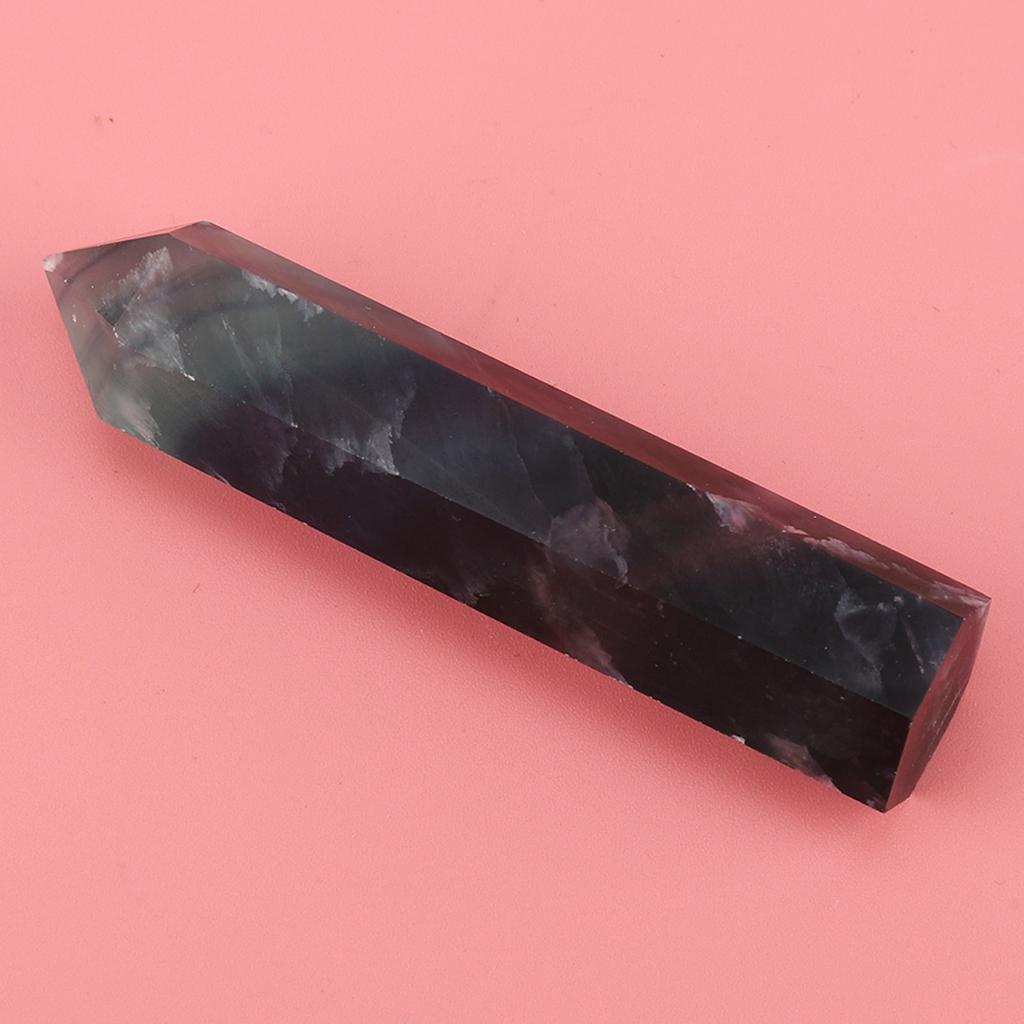 Natural Fluorite Quartz Crystal Hexagonal Wand for Decoration Ornament