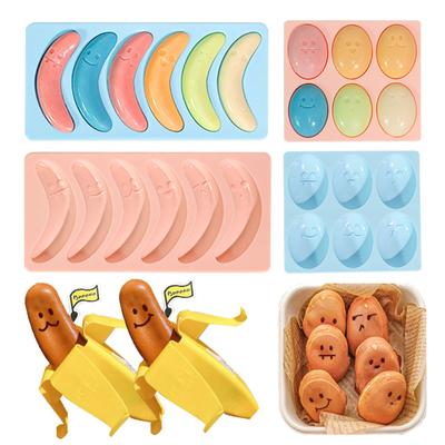 Silikon-Hotdog-Form mit 6 Mulden, Bananen-Smiley-Gesicht, Eier, Baby-Ergänzungsnahrung, selbstgemacht, DIY-Schinken-Wurst-Backform