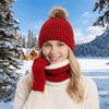 Beanie Hat Pompom Beanies Hat Thickened Winter Knitted Gloves Set Hat Scarf Gloves Set  Winter