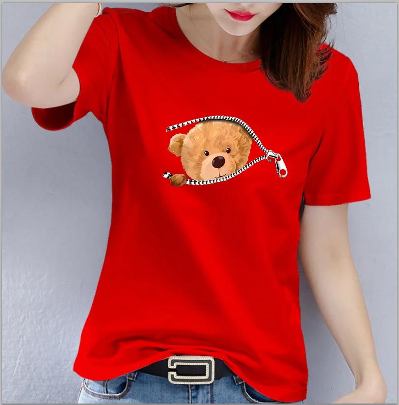 Bear Graphic Print Tshirt Teddy Bear Short Sleeve Crew Neck Casual Top  Womens Clothing Oversized  T Shirt Tops  Harajuku