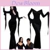 Wednesday Morticia Addams Dress Onepiece Cosplay Costumes For Adults Halloween Party
