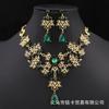 Fashion Necklace And Earrings Set - Leaf And Droplet Wedding Set - Bride's Jewelry Set