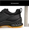 Laorentou Men's Genuine Leather Slip-On Running Shoes with Breathable Mesh and Rotating Buckle.