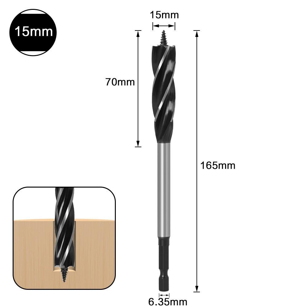 Woodworking Branch Drill, Four-Slot Woodworking Drill, Door Lock Hole Opener, Four-Blade Extended Woodworking Drill, Hexagonal Handle