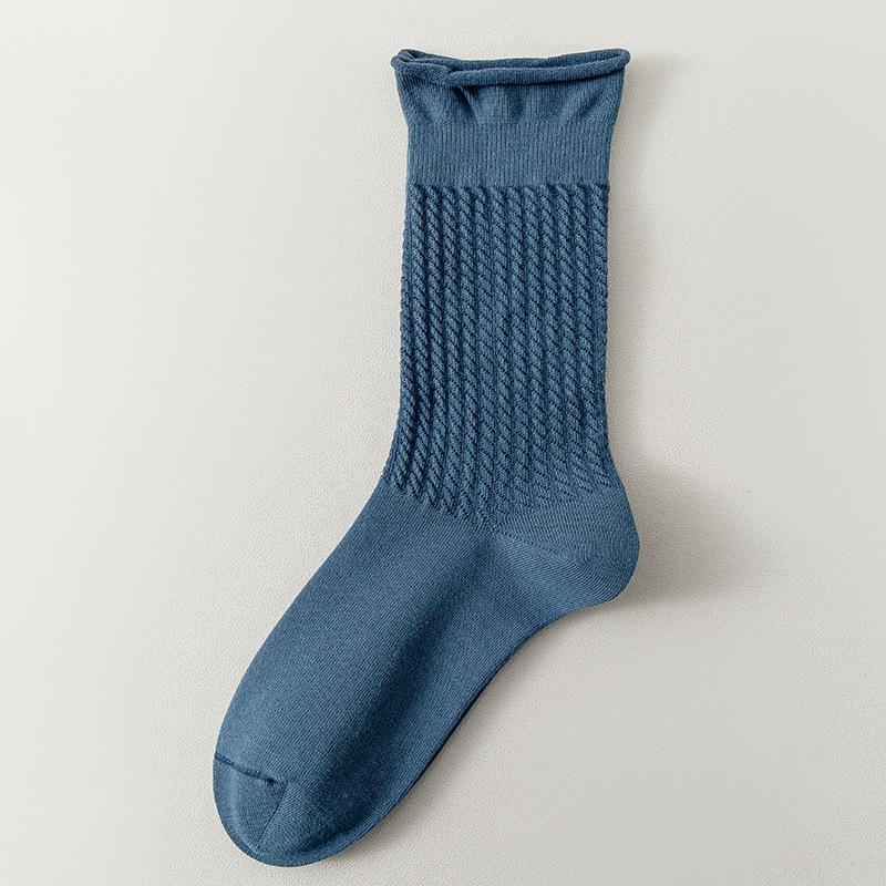 Women's Fall Striped Roll Edge Deodorizing Antibacterial Long Tube Stack Socks