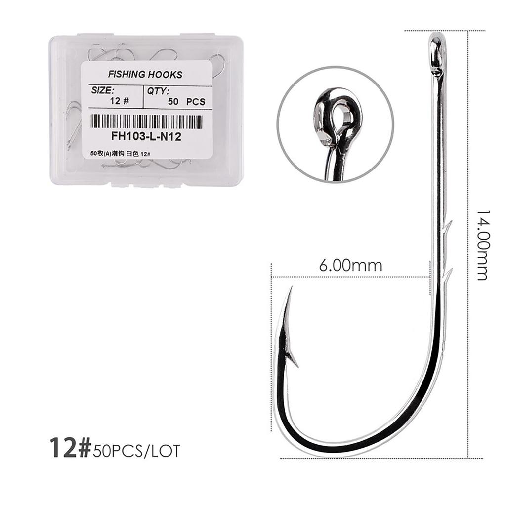 50 st långskaft fiskekrok rakt handtag högt kolstål skarpt hullingförsett bete krok fiskeredskap tillbehör