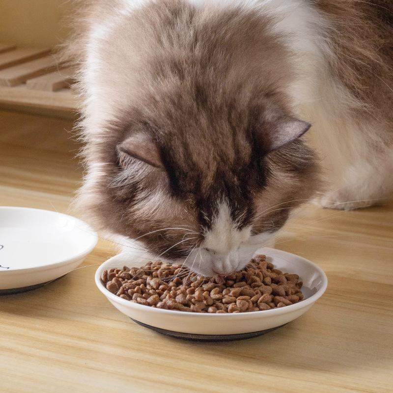 Ceramic Cat Plates With Silicone Anti Slip Pad Pet Cat Snack Bowl Cute Kitten Food Bowl Pet Kitten Water Bowl Pet Supplies