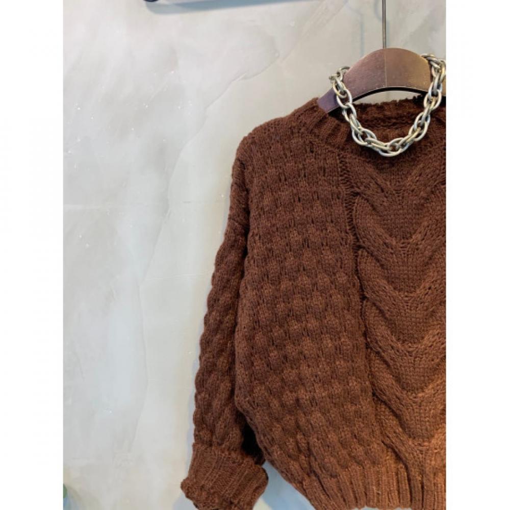 C S In The Room Cable Knit Round neCk Crop Knit 5Color C