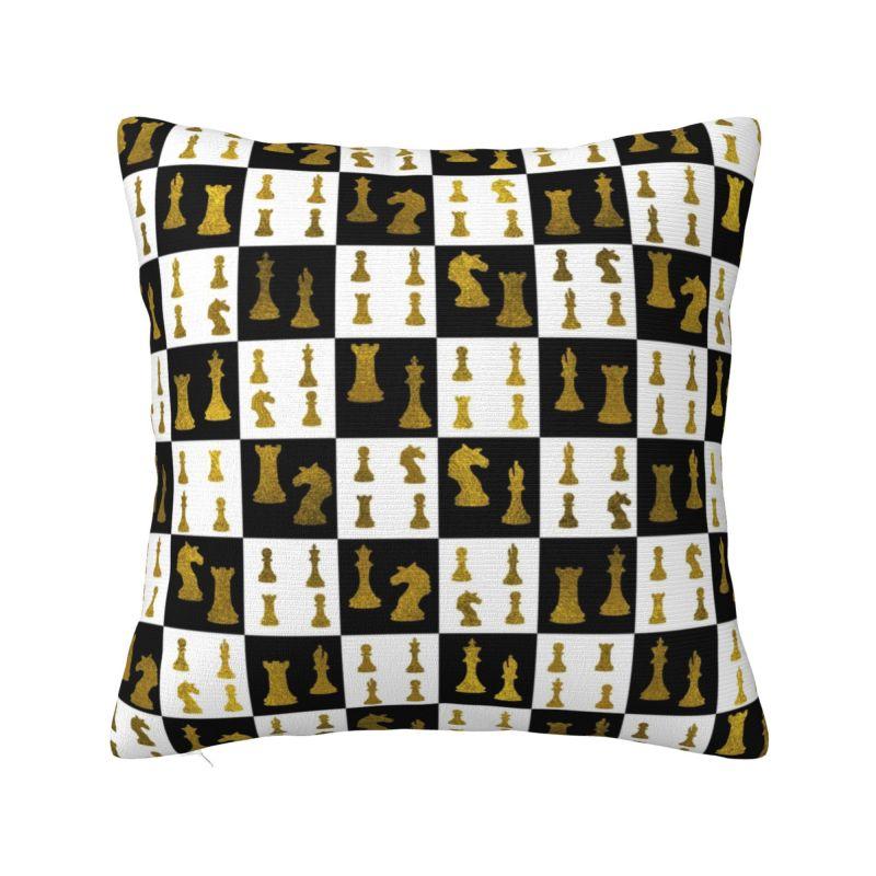 

Custom Power Play Chess Game Cushion Covers Chess Lover Piece Velvet Modern Pillow for Car Sofa 30x30cm 12x12in