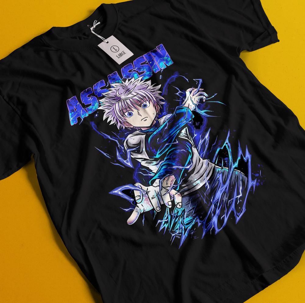 

Killua Tshirt Hisoka Shirt Hunter X Hunter Manga Strip HXH Tee Anime Gon T-Shirt 3XL