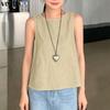 Summer Women O Neck Sleeveless Back Splits Solid Casual Tank Tops