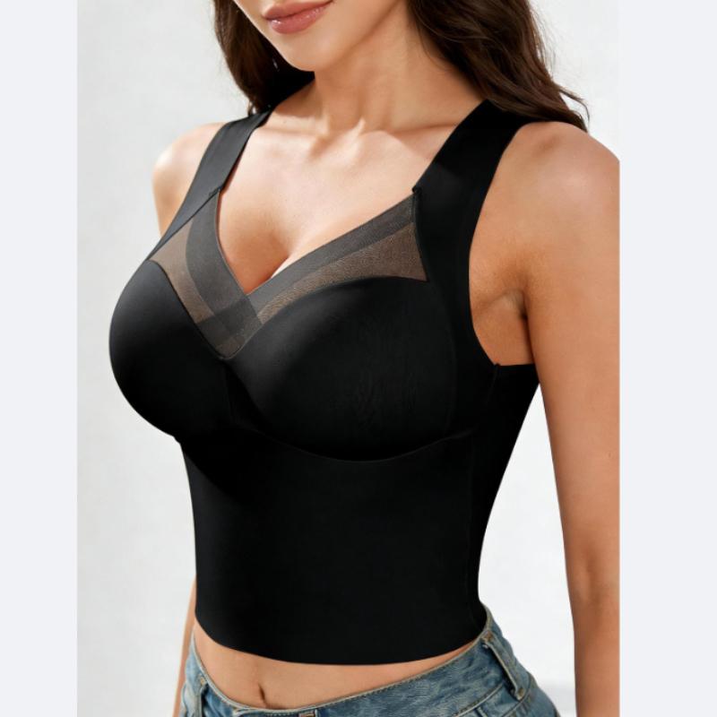 BH, Ohne Bügel, Sport-Tanktop, Raffung seitlich am Busen, Push-Up, Hohe Elastizität, Integrierte Polsterkörbchen